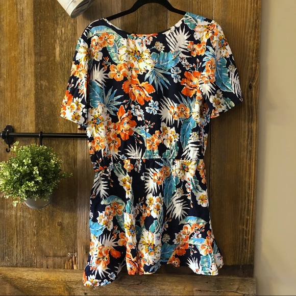NWT | Band of Gypsies | Navy Peach Floral Romper - Picture 5 of 6
